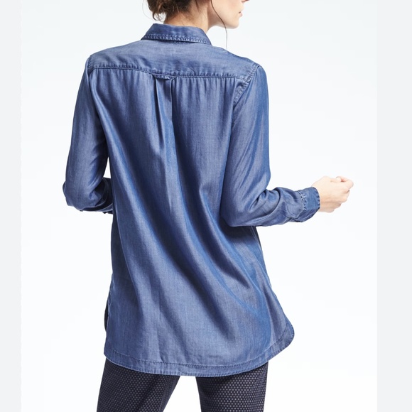 Banana Republic Parker Tunic-Fit Chambray Denim Shirt XS - Picture 3 of 10